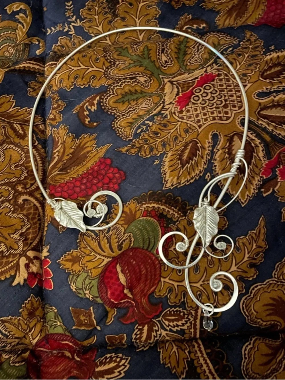 NIB 925 Silver Plaited Leaf Open Necklace/bridal Choker- Elven Necklace Unworn - Picture 5 of 5